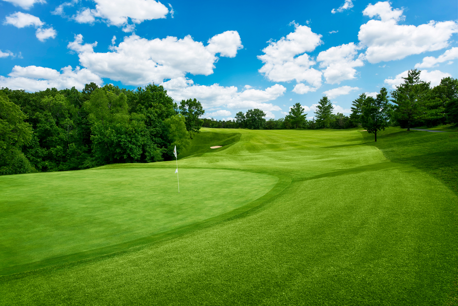 Dogleg-right fairway at Thousand Hills Golf Resort