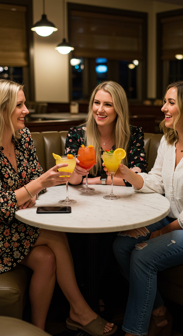 girls having fun while drinking